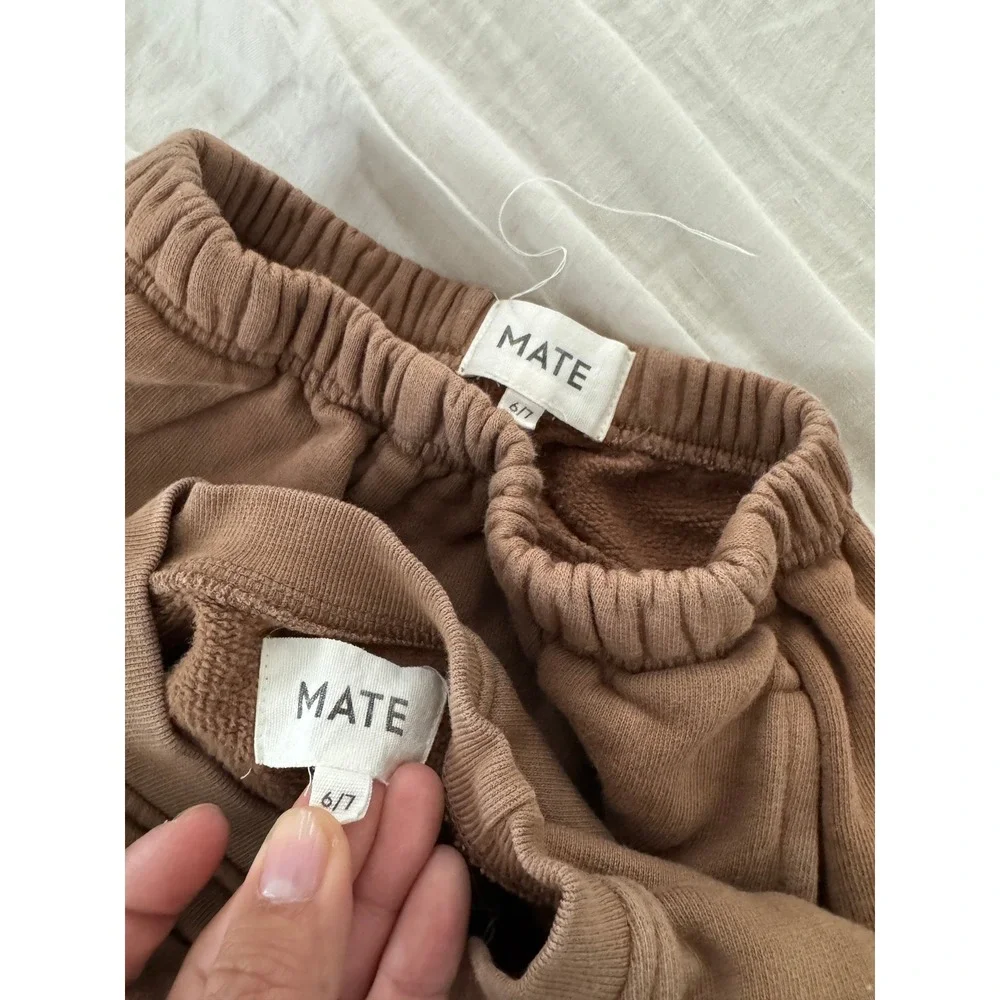MATE the Label Kids Organic Cotton Fleece Sweatshirt Jogger Pants Set 6/7 Years